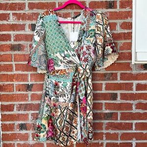 Zara Patchwork Spring Summer Dress XL NWT